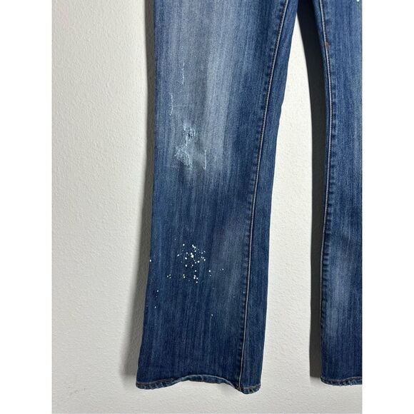 7 Seven For All Mankind White Paint Splatter Boot Cut Jeans Womens Sz 30/ 32 L - Picture 3 of 16